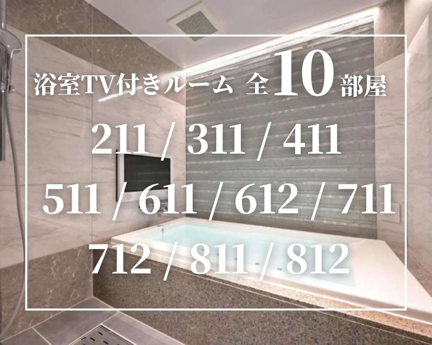 浴室TV付きルーム全10部屋